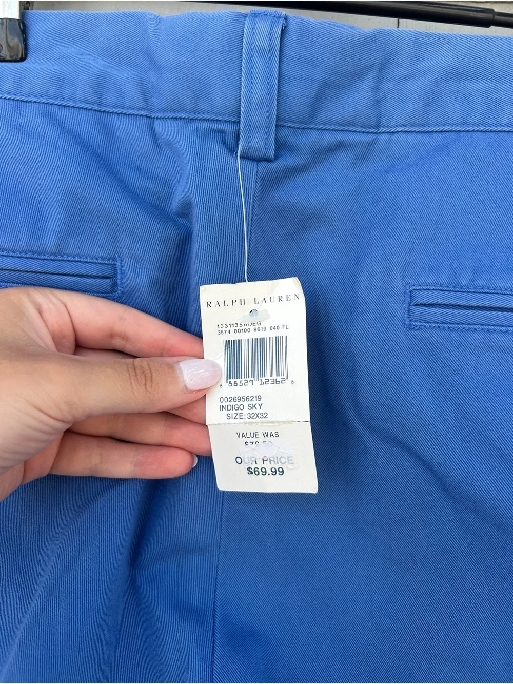 NWT Polo Ralph Lauren Classic Fit Blue Men’s Chino Pants - Size 32x32 - Straight - Picture 10 of 12